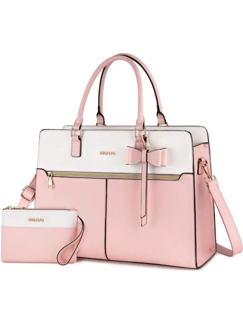 Stylish Waterproof PU Leather Laptop Tote Bag for Women, 15.6 inch Work Bag